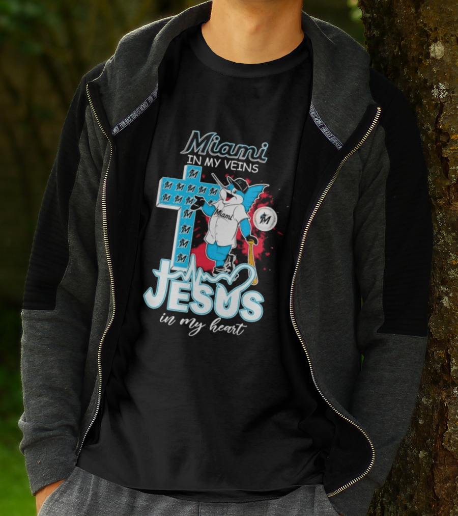 Miami Marlins Billy The Marlin Jesus In My Heart T-Shirt