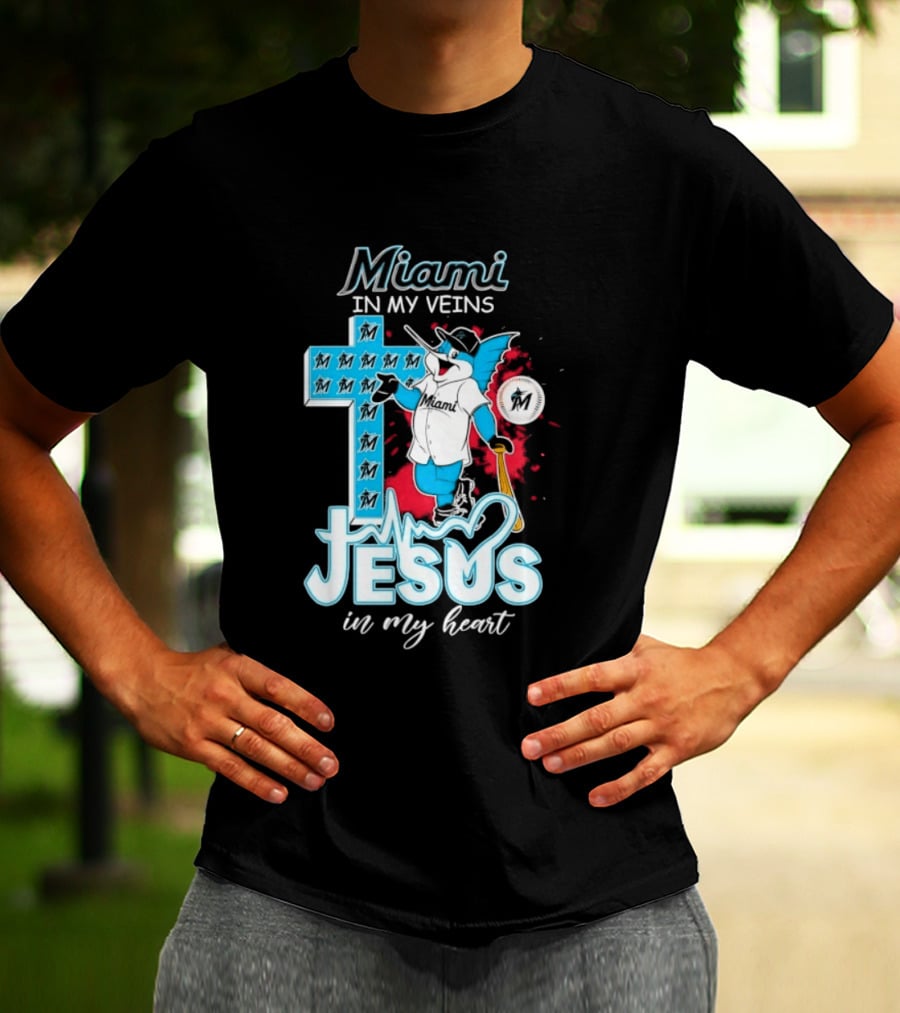 Miami Marlins Billy The Marlin Jesus In My Heart T-Shirt