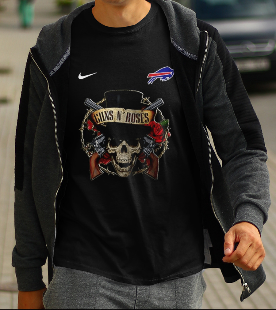 Buffalo Bills Guns N' Roses Skull Top Hat NFL Nike T-Shirt