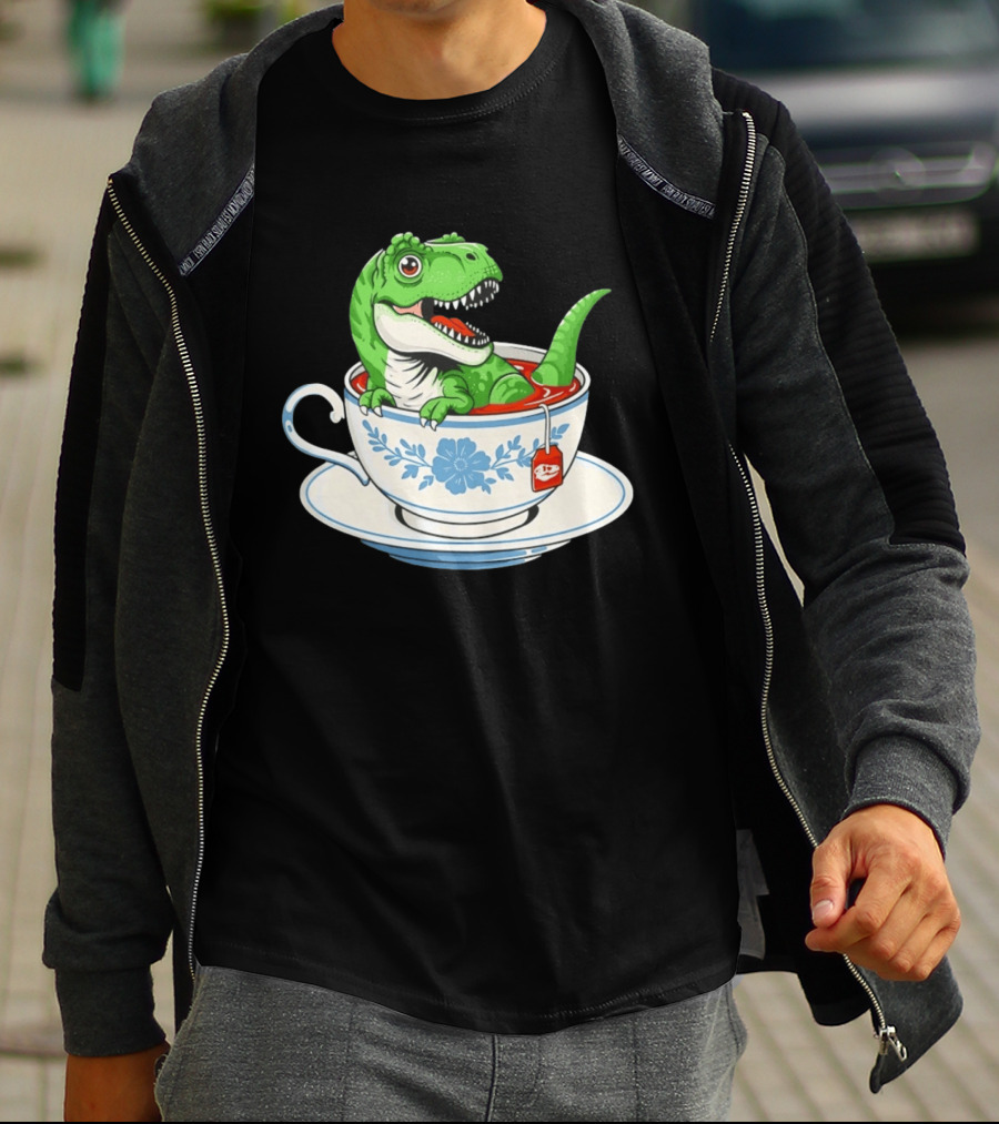 Tea Rex Dinosaur In Teacup With Tea Bag T-Shirt
