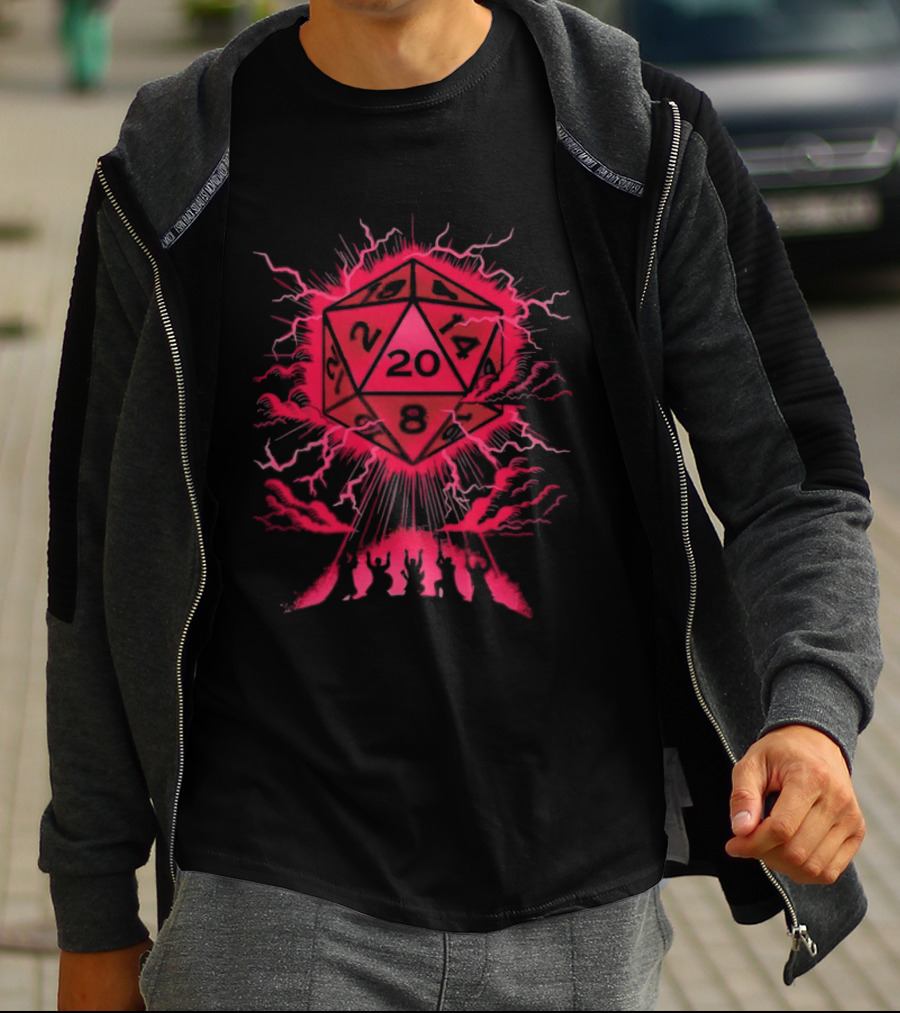 D20 Critical Blessing Dice Explosion Fantasy Game T-Shirt