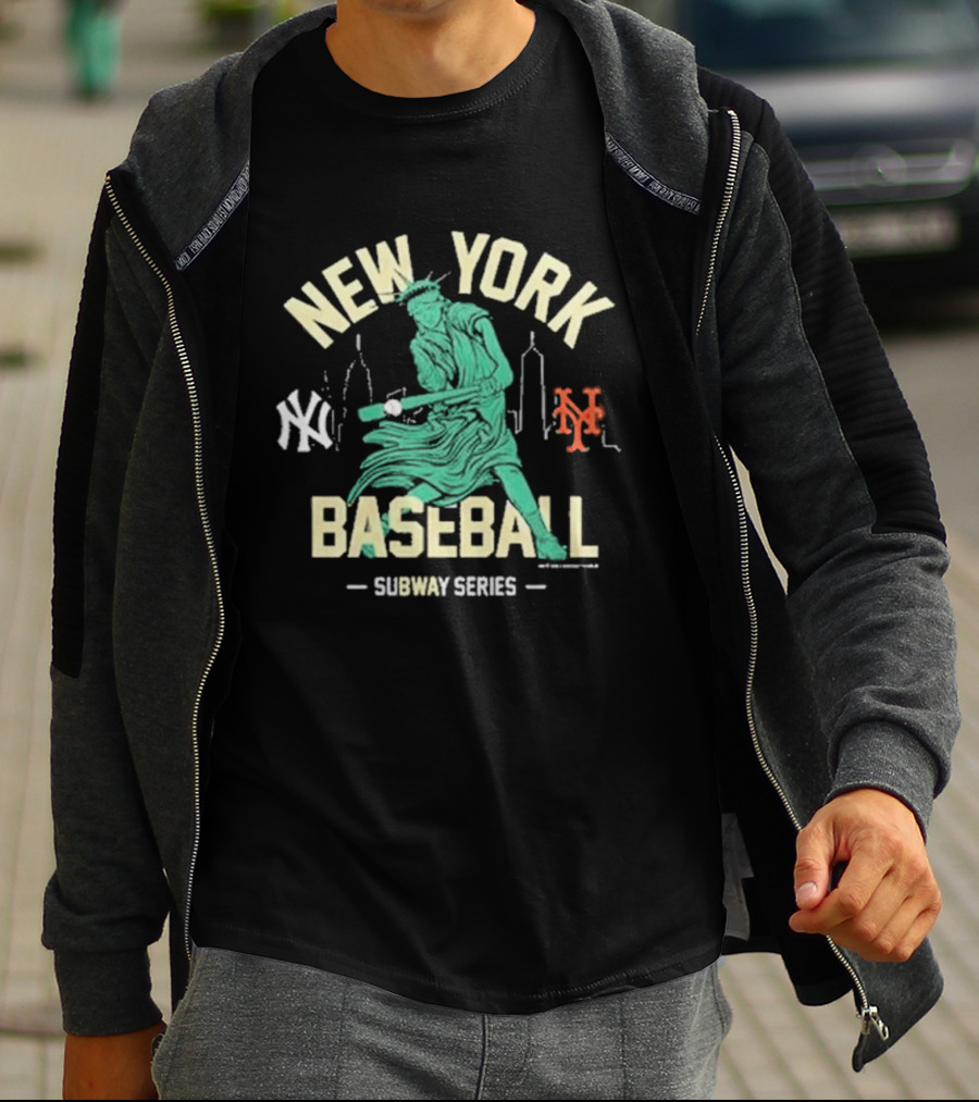 New York Baseball 2026 Subway Series Yankees Mets Statue Liberty T-Shirt
