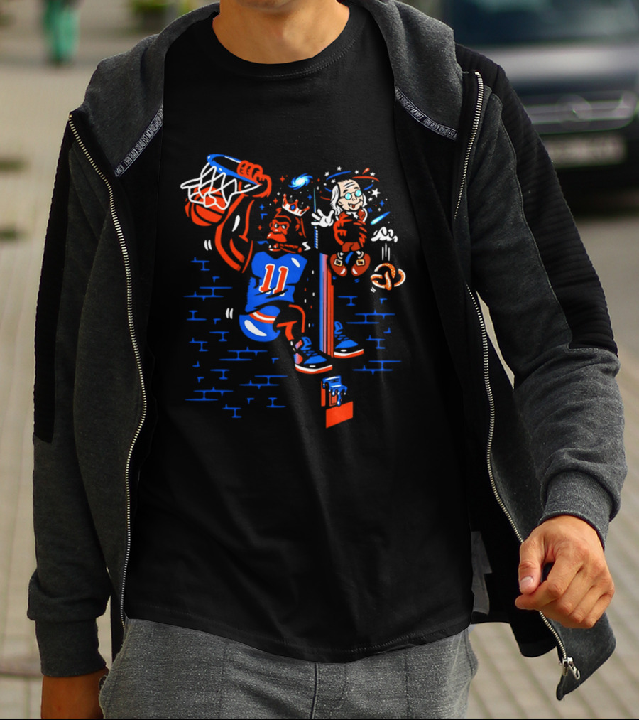 New York Knicks Basketball Number 11 Dunking Action T-Shirt