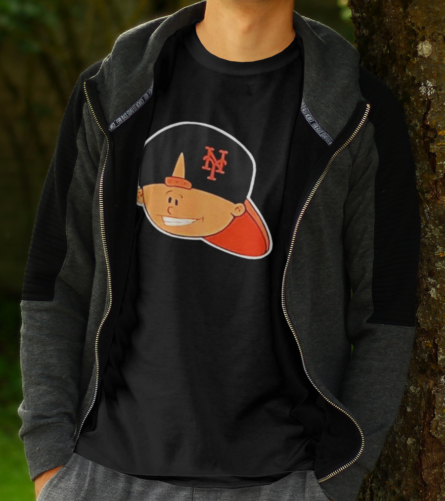 New York Mets Cartoon Kid Smiling Team Hat T-Shirt