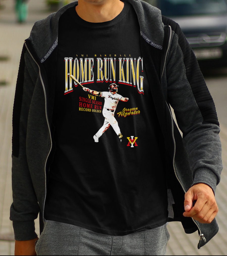 VMI Baseball Home Run King Grayson Fitzwater Single Season Record Holder T-Shirt