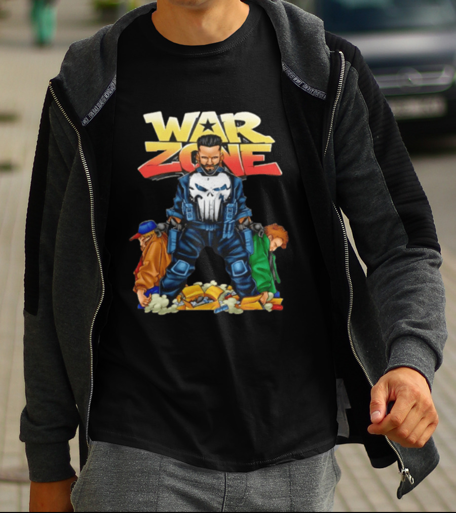 War Zone Original Cartoon Character With Two Enemies T-Shirt