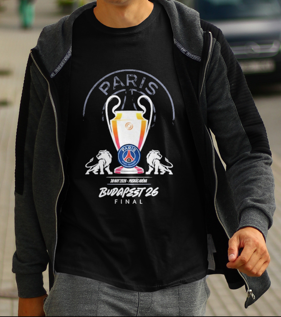 PSG Paris Saint Germain Budapest 2026 UCL Final Trophy T-Shirt