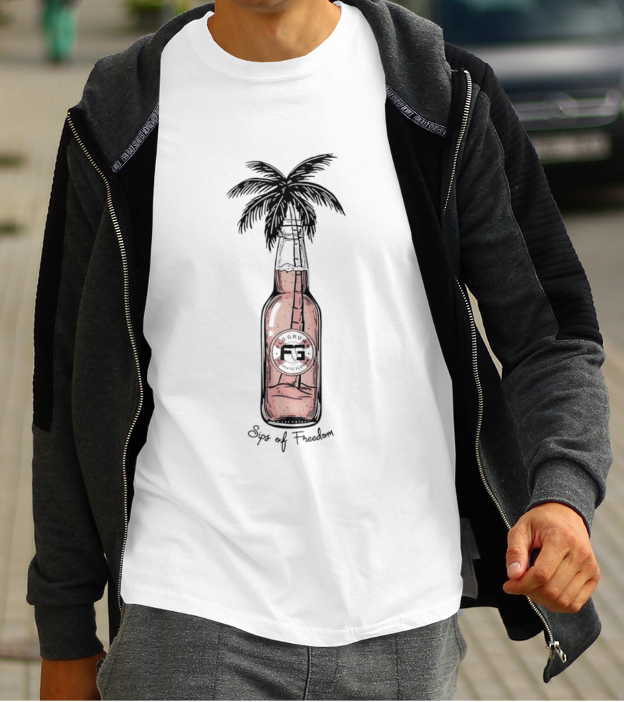 Palm Tree In A Bottle Sips Of Freedom Tropical Escape T-Shirt