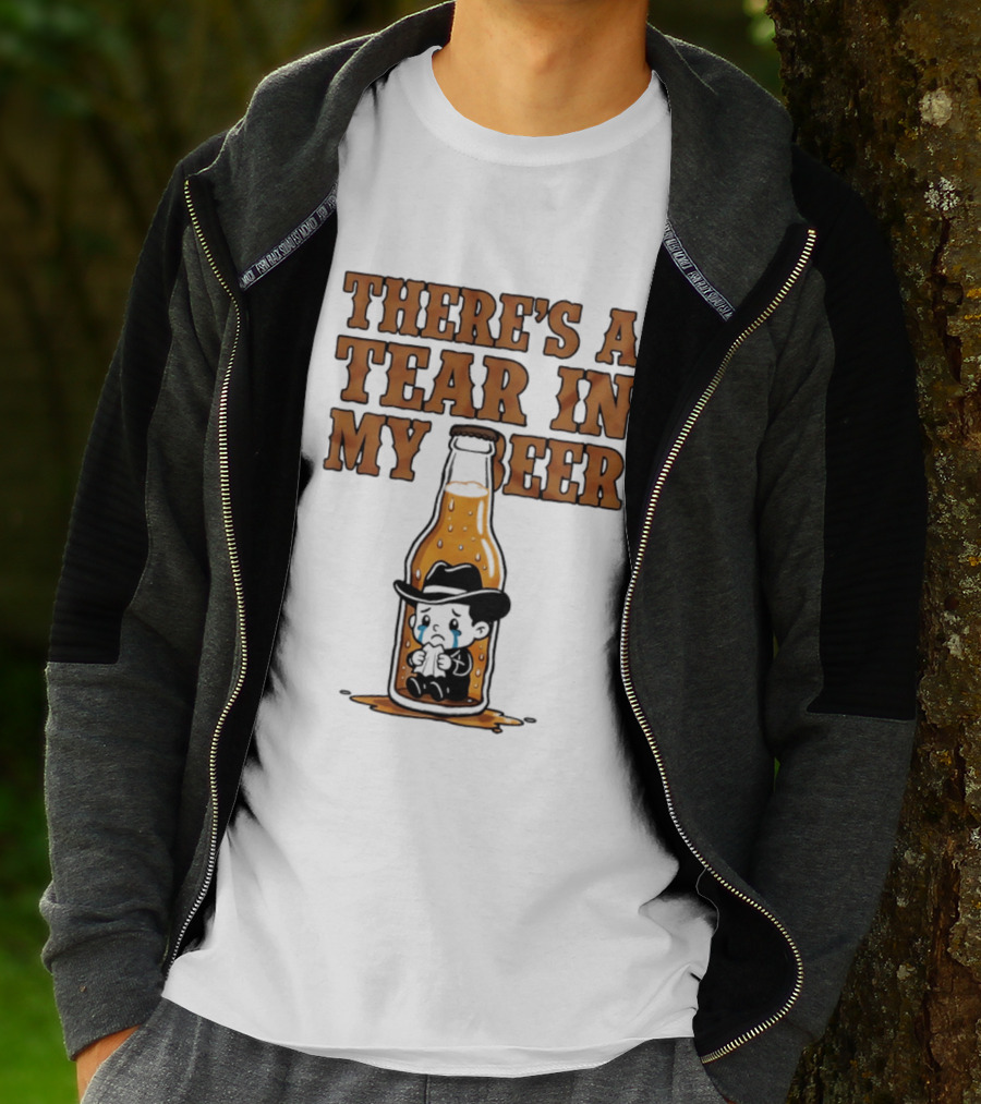 There's A Tear In My Beer Crying Cowboy Bottle T-Shirt