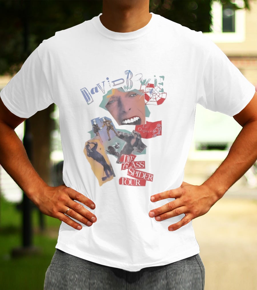 David Bowie The Glass Spider Tour Collage Face 80s Legends T-Shirt
