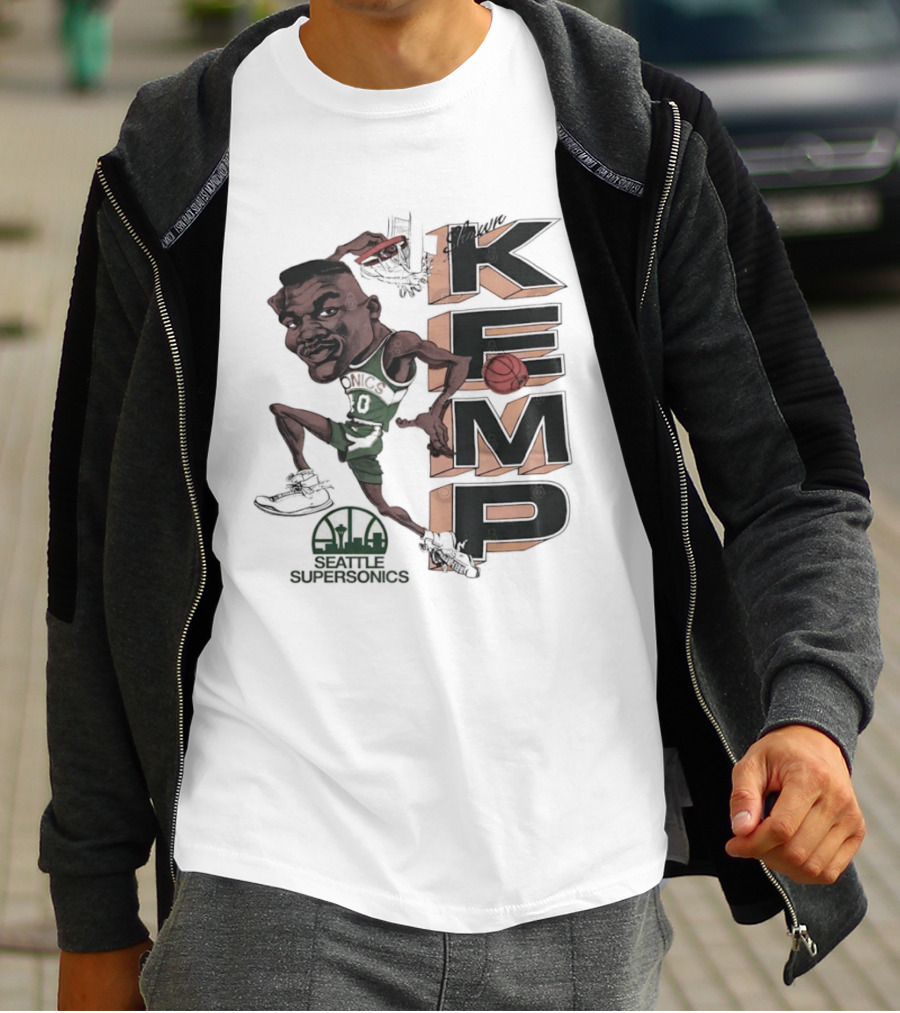 Shawn Kemp Seattle SuperSonics Basketball Caricature T-Shirt