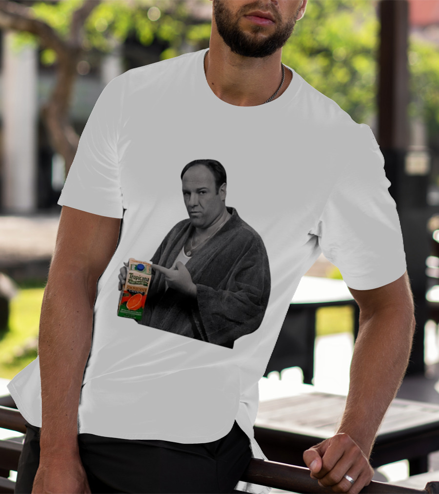 The Sopranos Tony Soprano Holding Tropicana Pure Premium Orange Juice T-Shirt