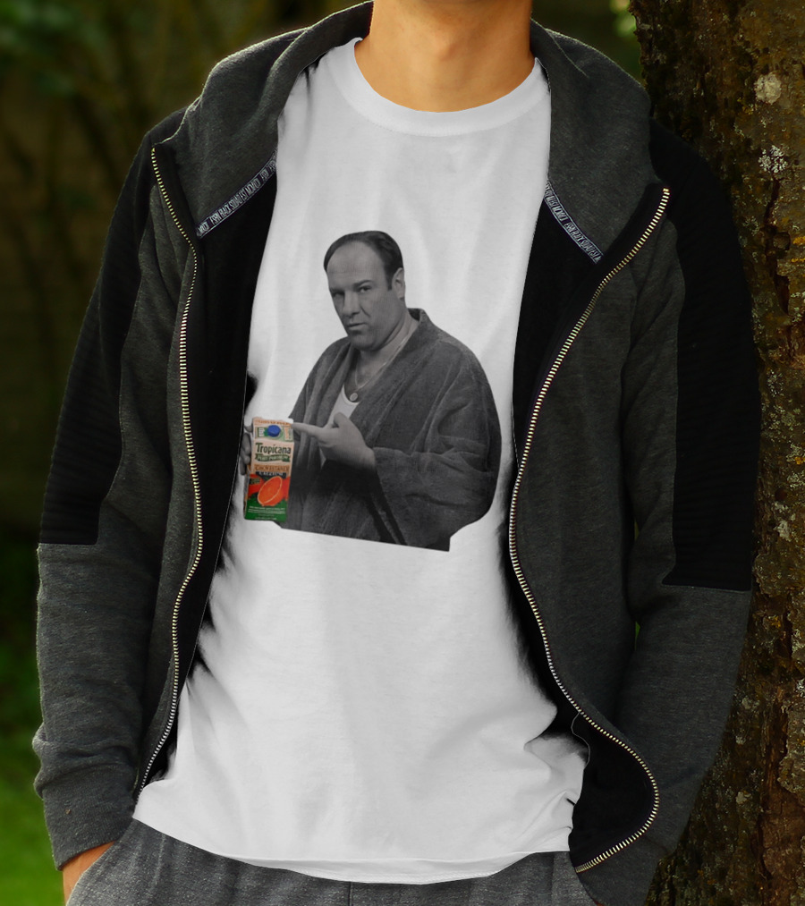 The Sopranos Tony Soprano Holding Tropicana Pure Premium Orange Juice T-Shirt