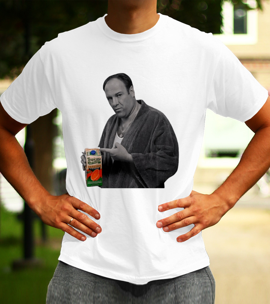 The Sopranos Tony Soprano Holding Tropicana Pure Premium Orange Juice T-Shirt