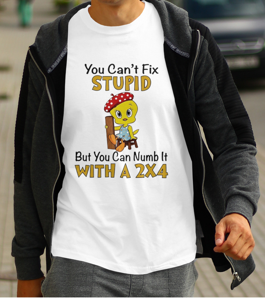 Tweety Bird You Can't Fix Stupid But You Can Numb It With A 2x4 T-Shirt