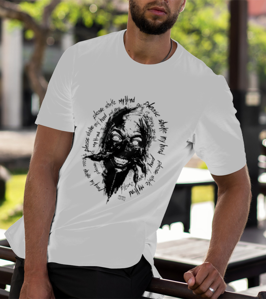 Lio Rush Please Shake My Hand Skull Monster Rugged Handwritten T-Shirt