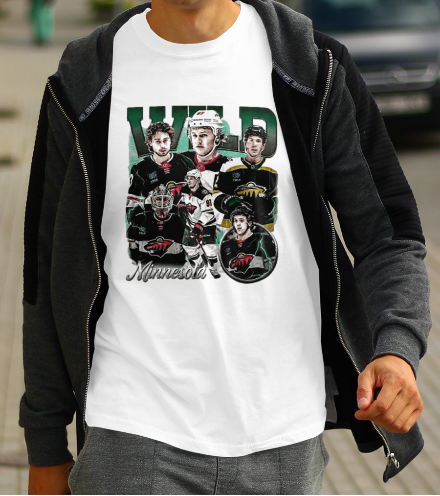 Minnesota Wild Ice Hockey Players Bootleg Comfort T-Shirt