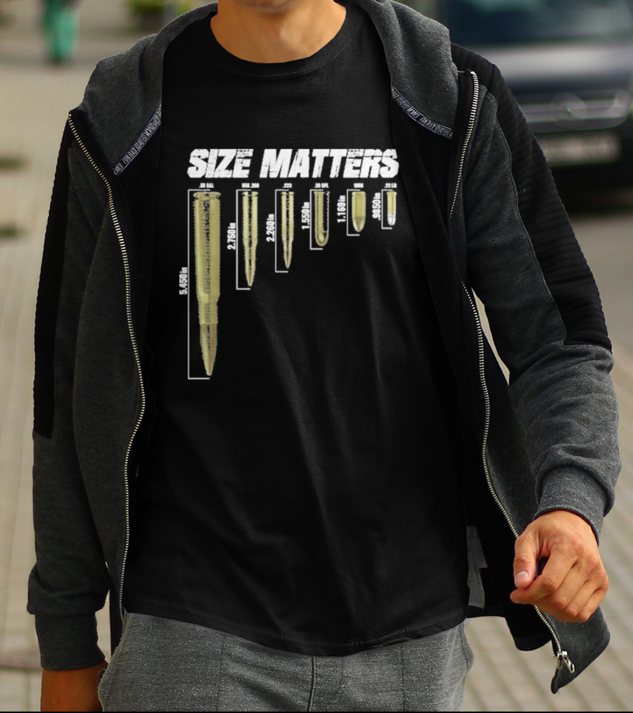 Size Matters Bullet Cartridge Sizes T-Shirt