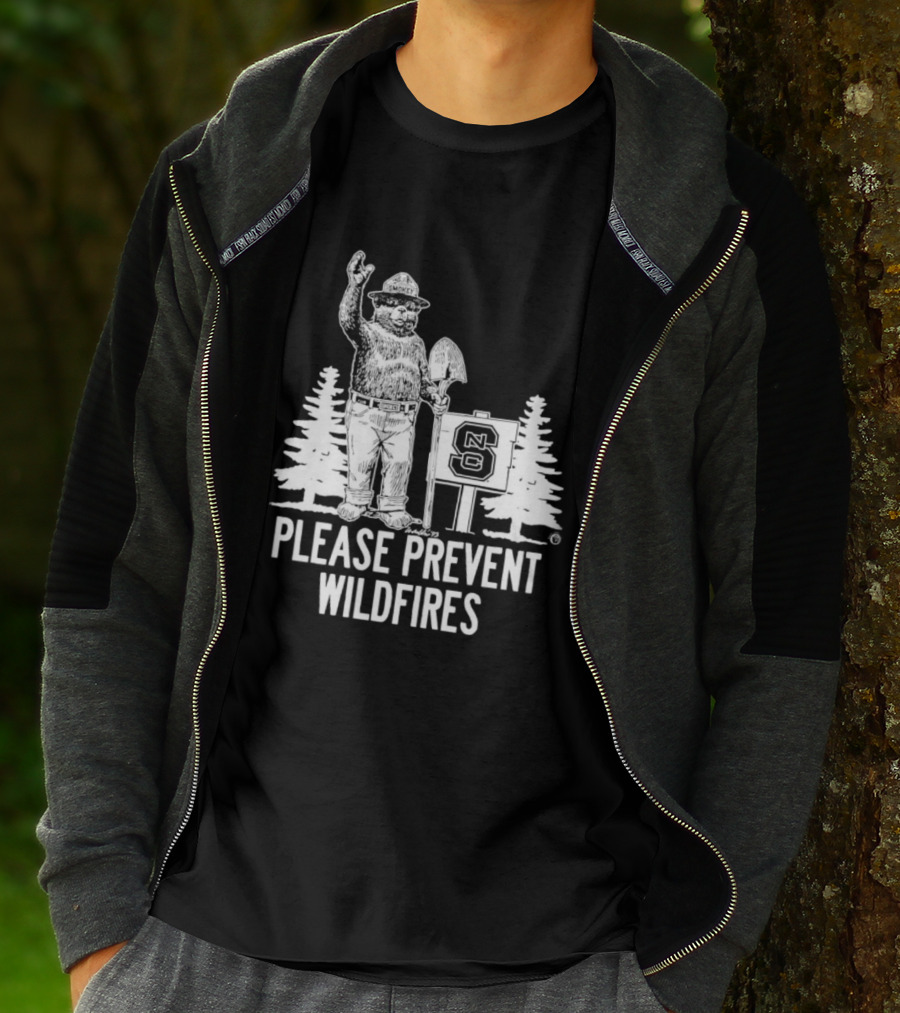 Smokey Bear NC State Collaboration Please Prevent Wildfires T-Shirt