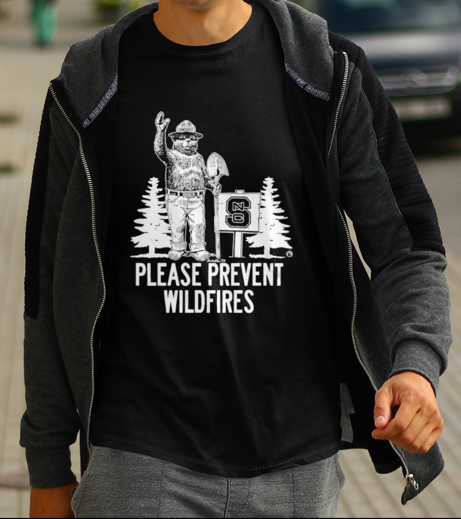 Smokey Bear NC State Collaboration Please Prevent Wildfires T-Shirt