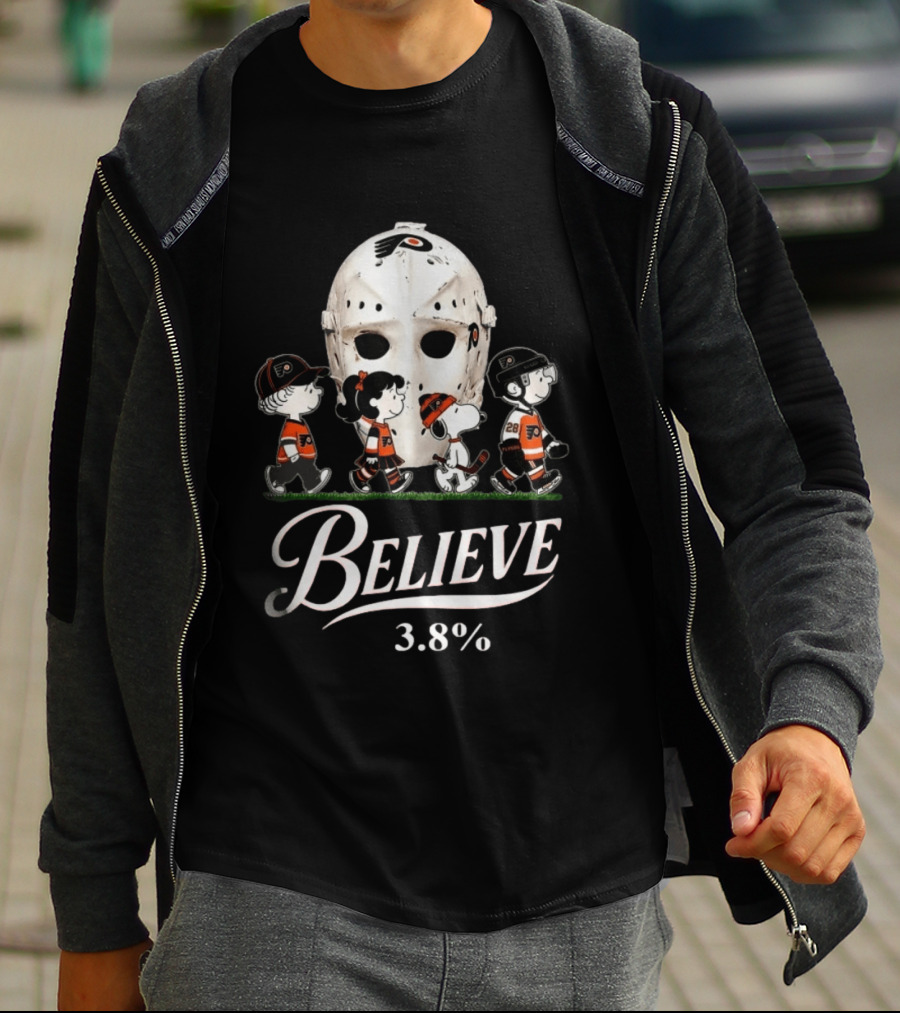 Peanuts Philadelphia Flyers Snoopy Hockey Mask Believe 3.8% T-Shirt