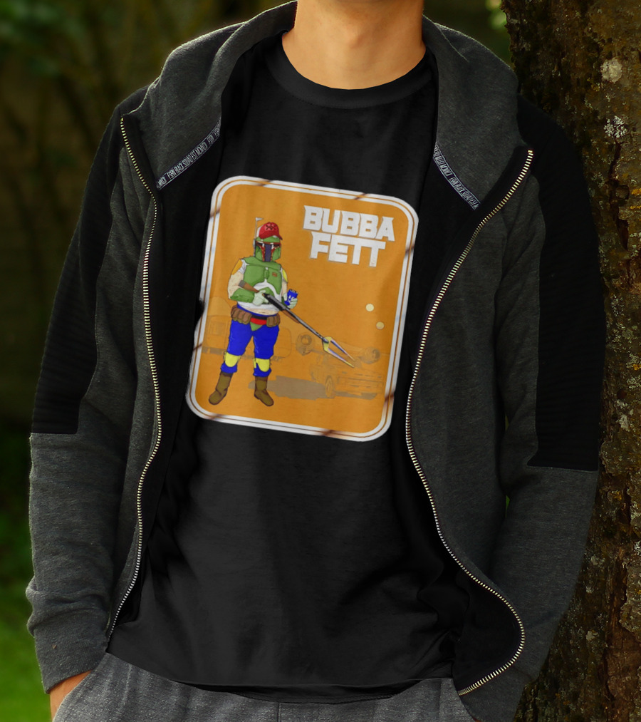 Bubba Fett Cartoon Camper And Spaceship T-Shirt