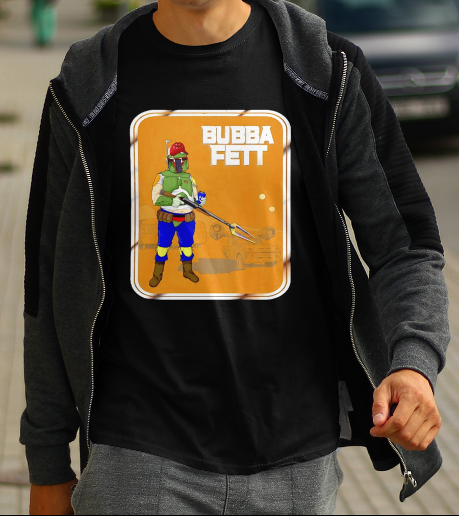 Bubba Fett Cartoon Camper And Spaceship T-Shirt