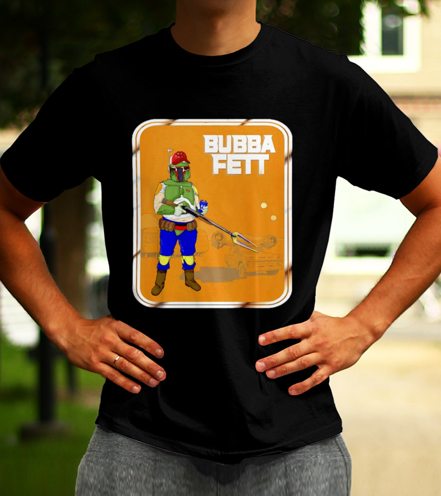 Bubba Fett Cartoon Camper And Spaceship T-Shirt