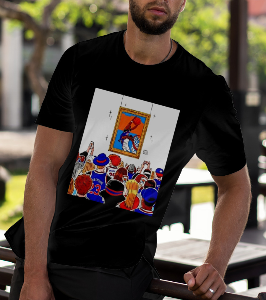 Mitchell Robinson New York Knicks Dunk Over Joel Embiid Crowd T-Shirt