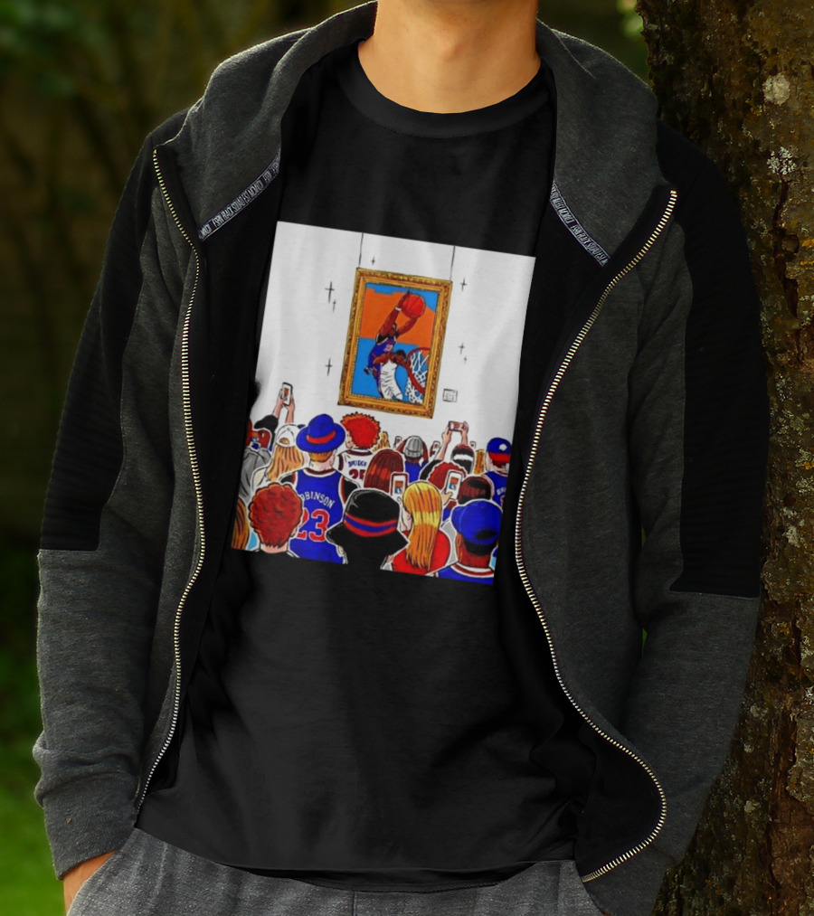 Mitchell Robinson New York Knicks Dunk Over Joel Embiid Crowd T-Shirt