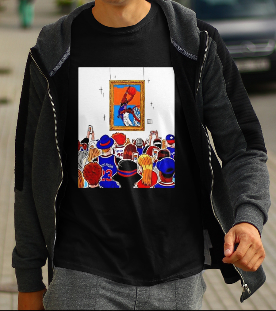 Mitchell Robinson New York Knicks Dunk Over Joel Embiid Crowd T-Shirt