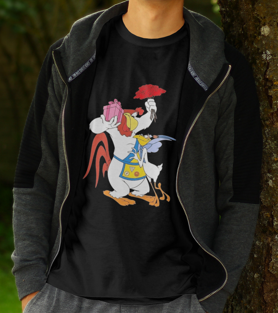 Foghorn Leghorn Miss Prissy Holding Roses And Gift Valentine Looney Tunes T-Shirt