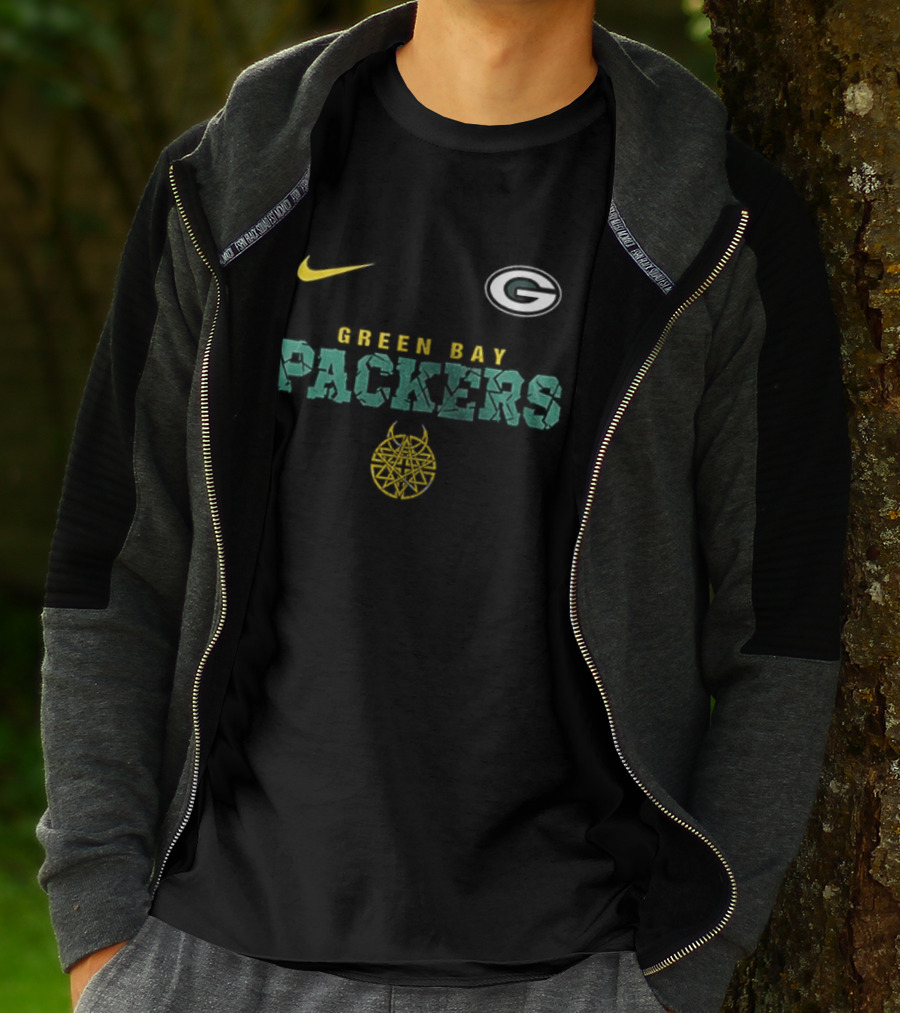 Nike Green Bay Packers Disturbed Down With The Sickness Collaboration T-Shirt