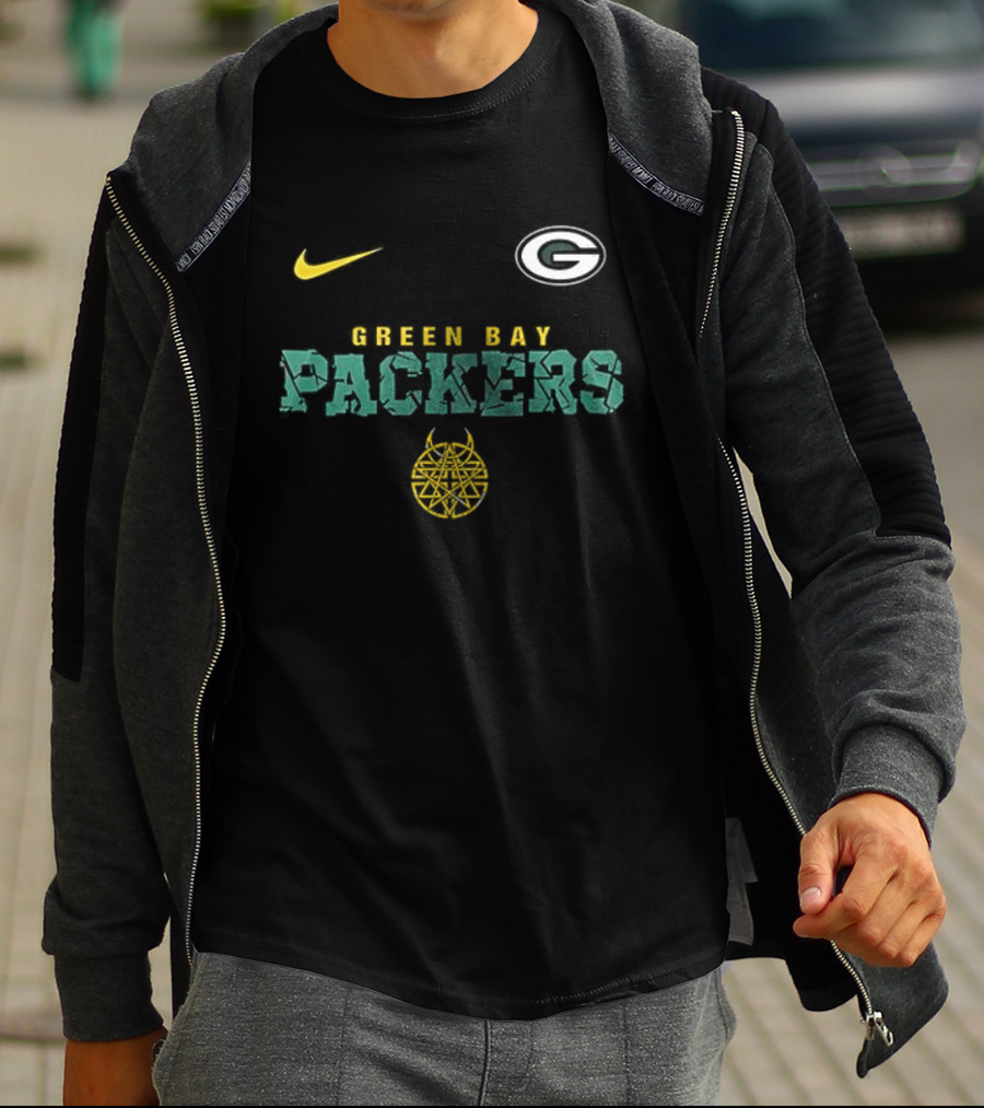 Nike Green Bay Packers Disturbed Down With The Sickness Collaboration T-Shirt