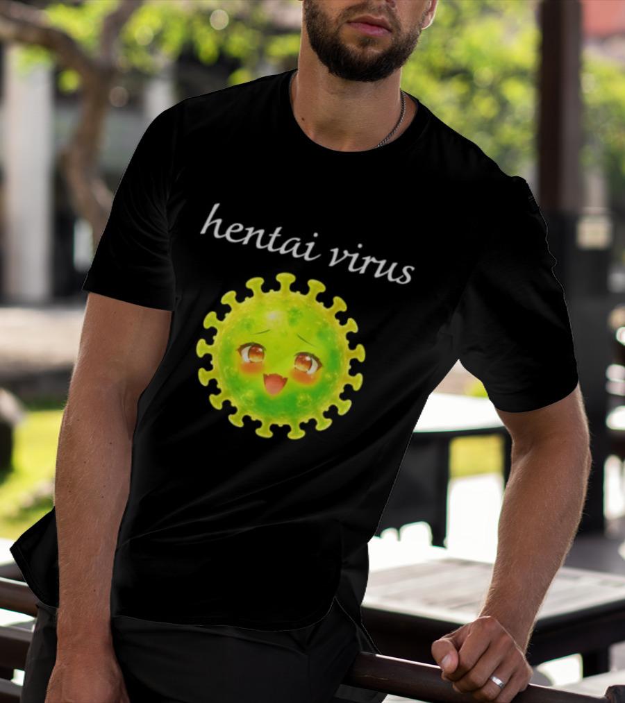 Hentai Virus Kawaii Face Cute Green Cartoon Meme T-Shirt