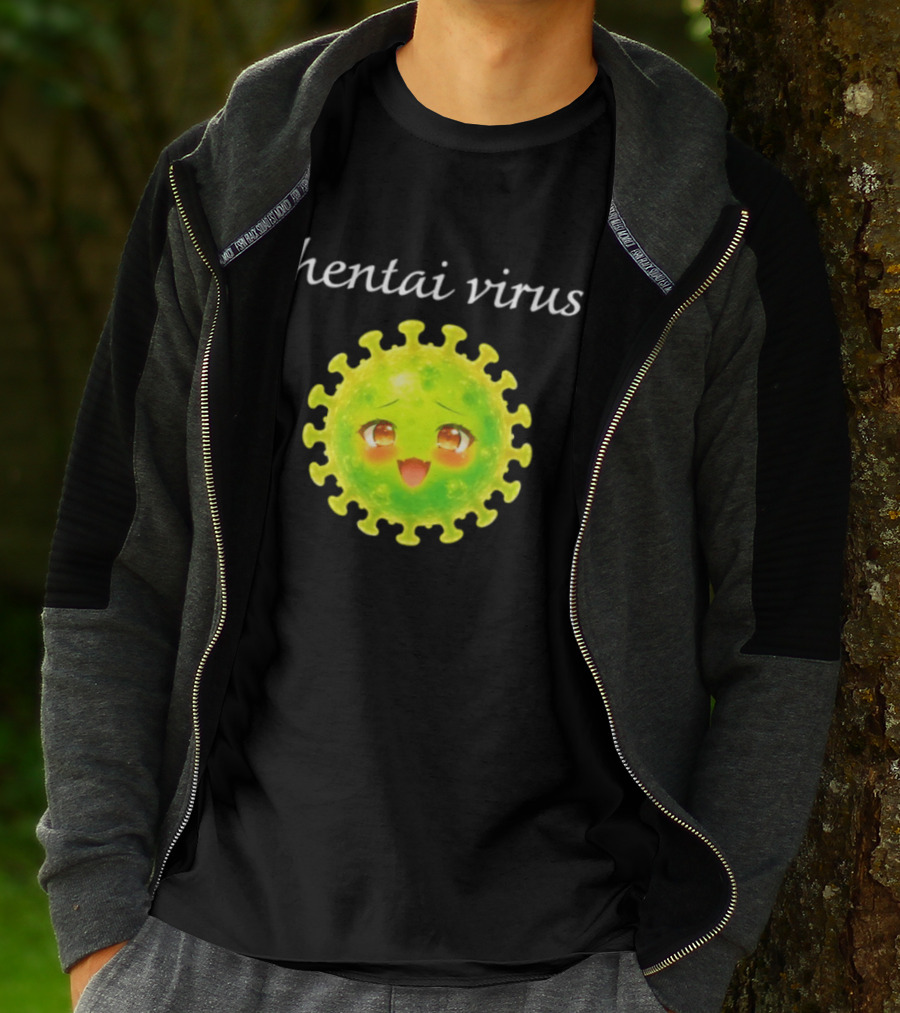 Hentai Virus Kawaii Face Cute Green Cartoon Meme T-Shirt