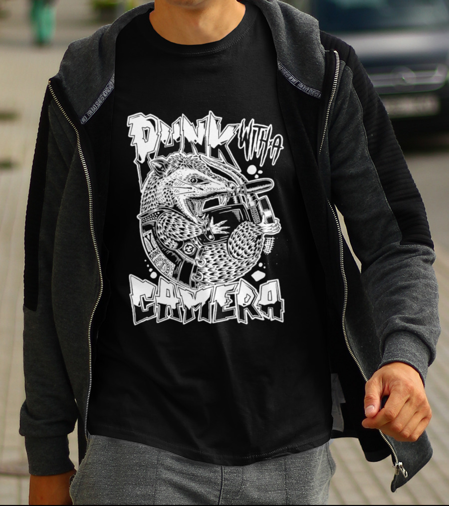 Punk With A Camera Punk Rock Possum T-Shirt