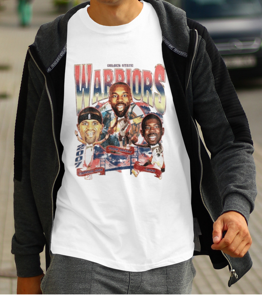 Golden State Warriors 2007 Captain Jack Boom Dizzle J Rich Basketball T-Shirt