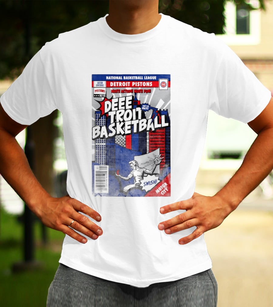 National Basketball League Detroit Pistons Deee Troit Basketball Motor City Comic Cover T-Shirt