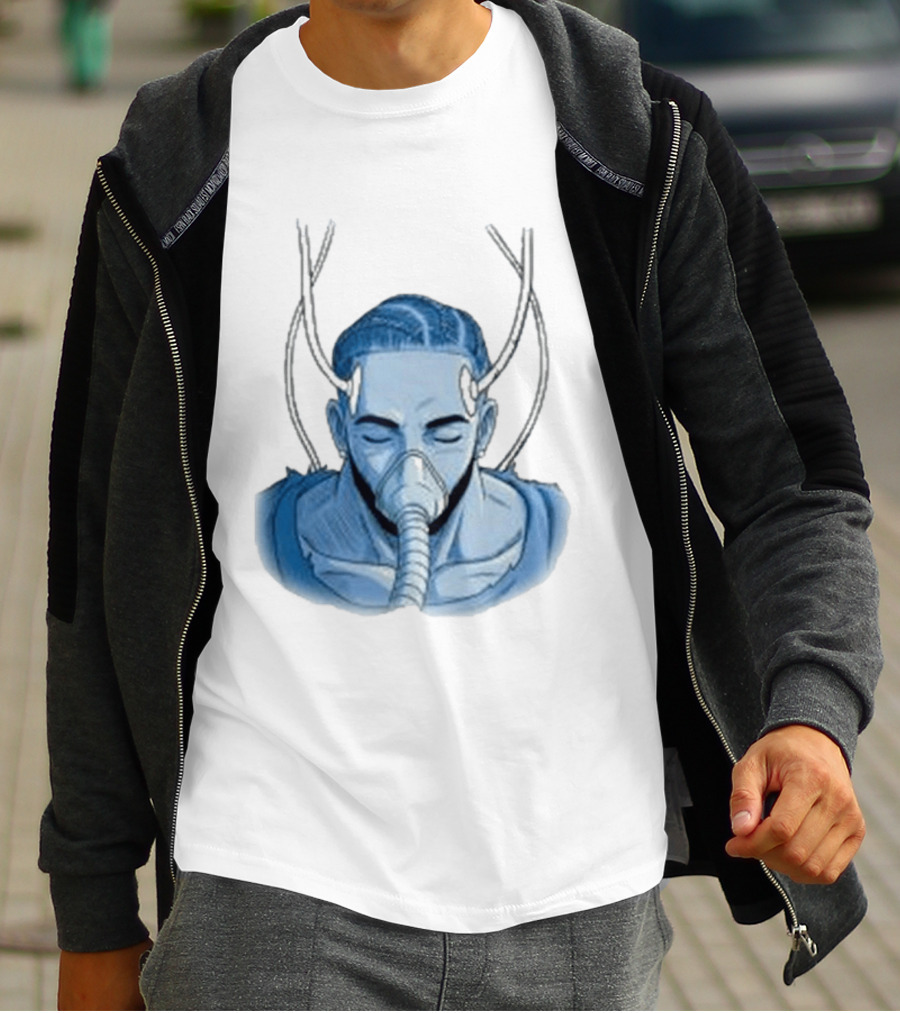 Reaven Leggenda Futuristic Masked Figure With Antlers T-Shirt