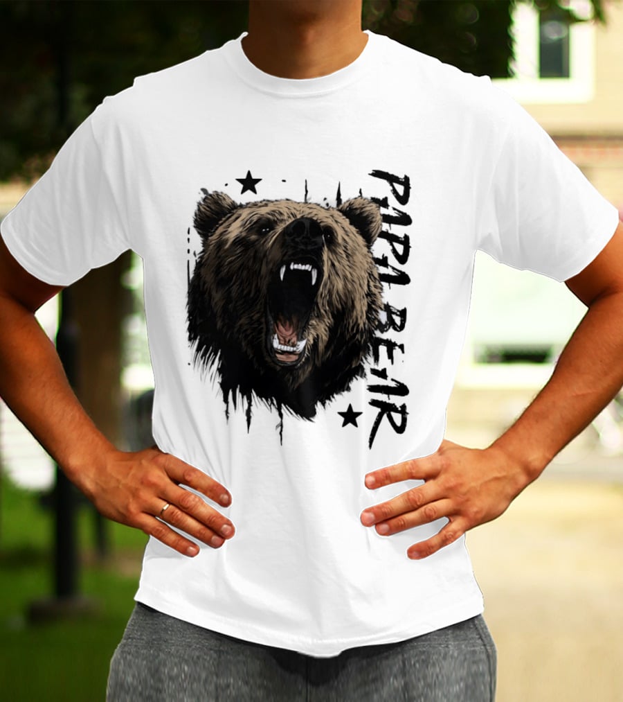 Roaring Grizzly Bear Papa Bear Fierce Wildlife Expression T-Shirt