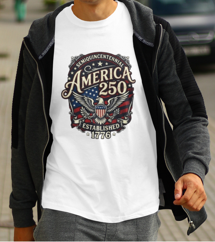 Semiquincentennial America 250 Eagle Crest Established 1776 Stars And Stripes T-Shirt