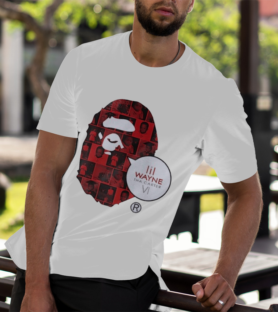 Lil Wayne Tha Carter VI BAPE Collaboration Red Photo Collage T-Shirt