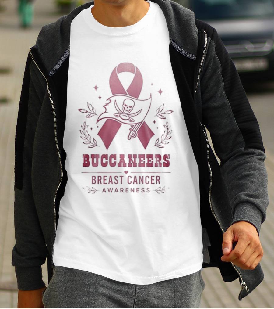 Tampa Bay Buccaneers Breast Cancer Awareness Ribbon Support T-Shirt