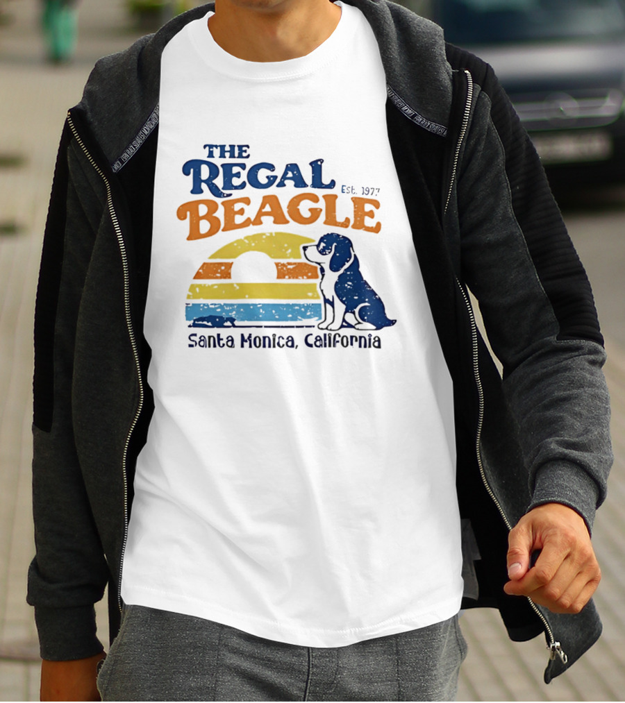 The Regal Beagle Santa Monica California Est 1977 Sunset Dog T-Shirt