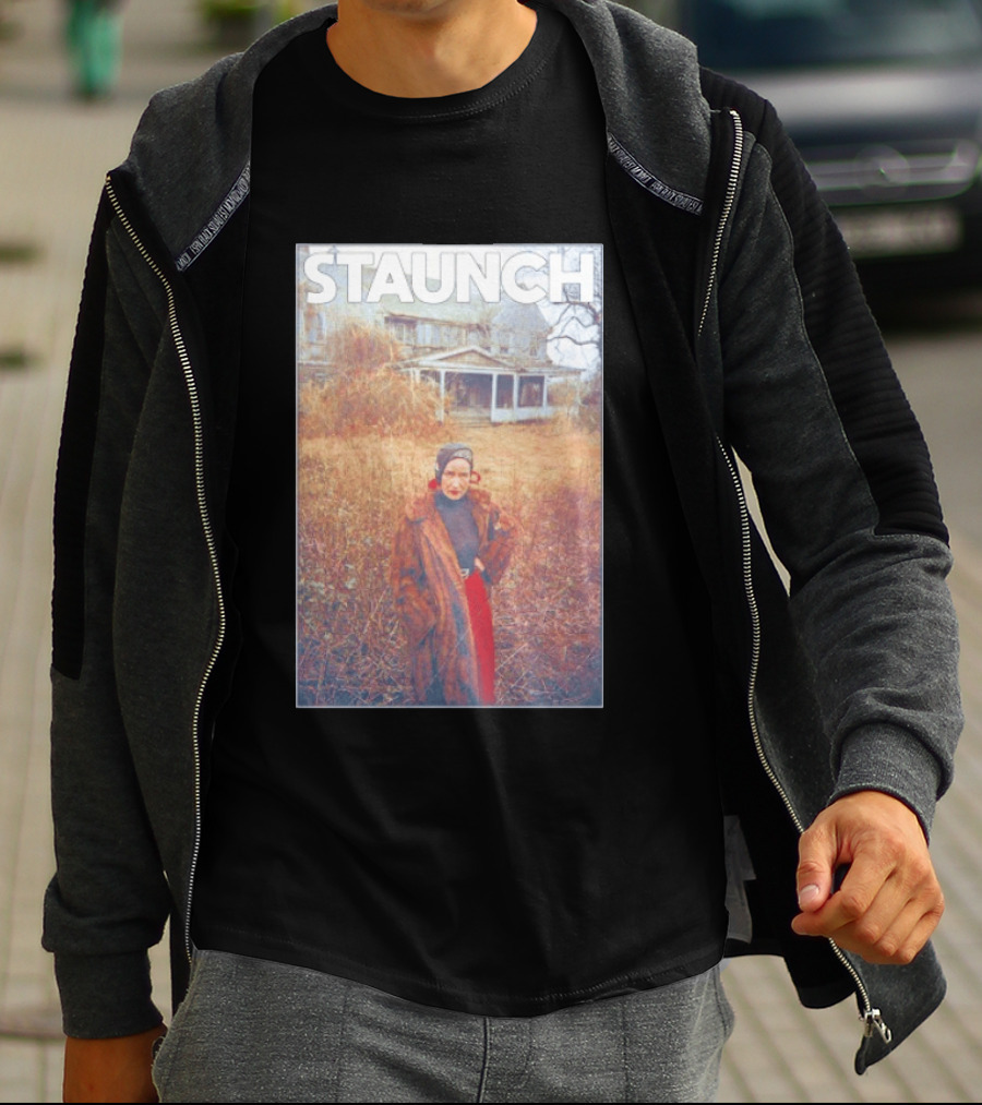 STAUNCH Vintage Fur Coat Homestead Scene T-Shirt