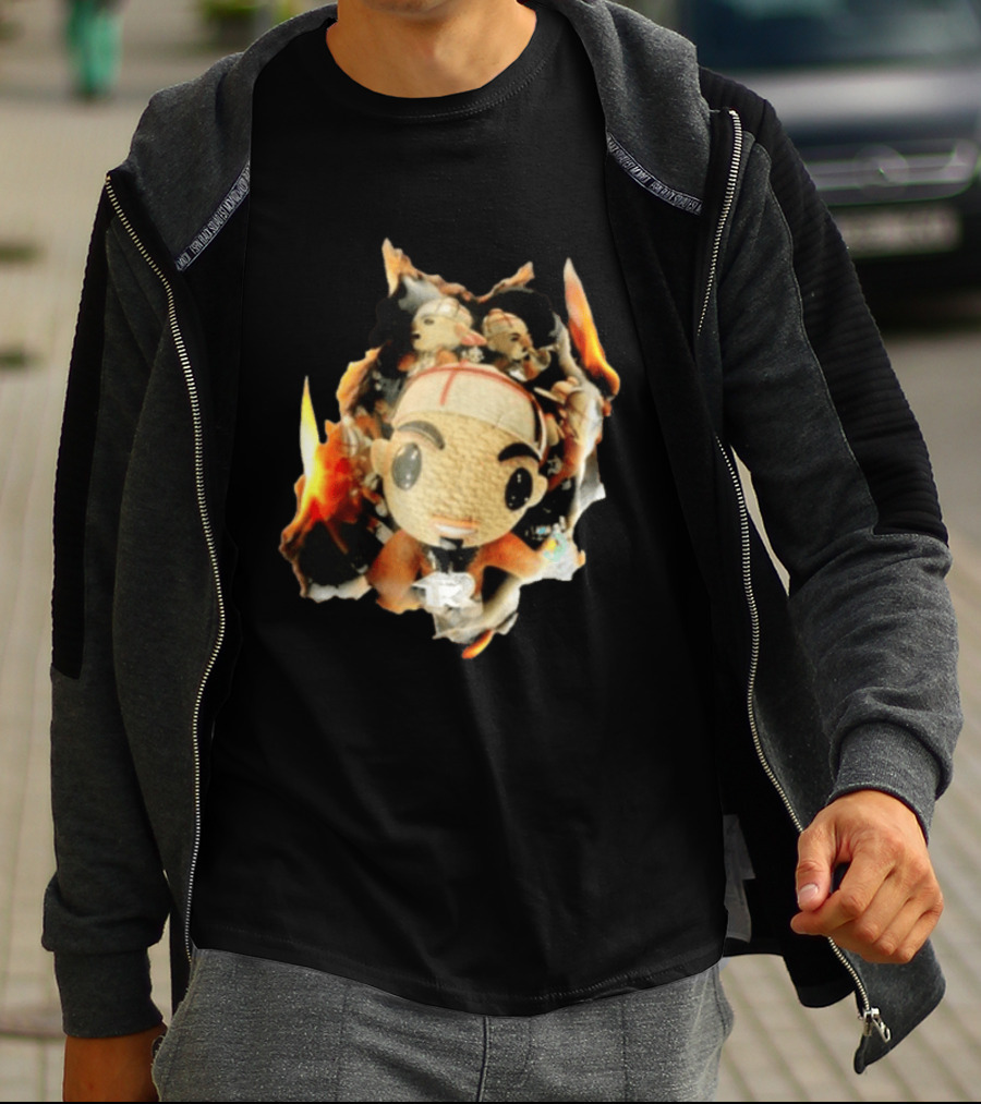 Street Mob Chuyin Los Locos Nunca Mueren Burning Plush Doll Fiery T-Shirt