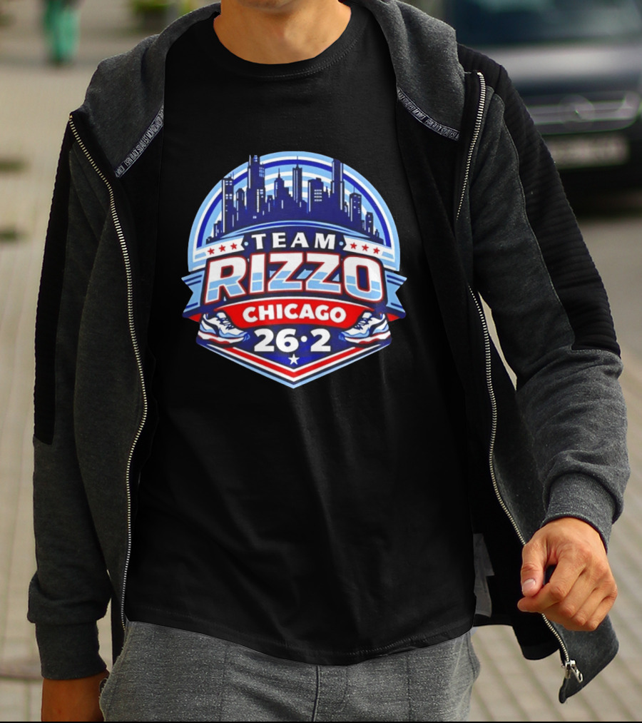 Team Rizzo Chicago Marathon 26.2 Skyline Sneakers Stars T-Shirt