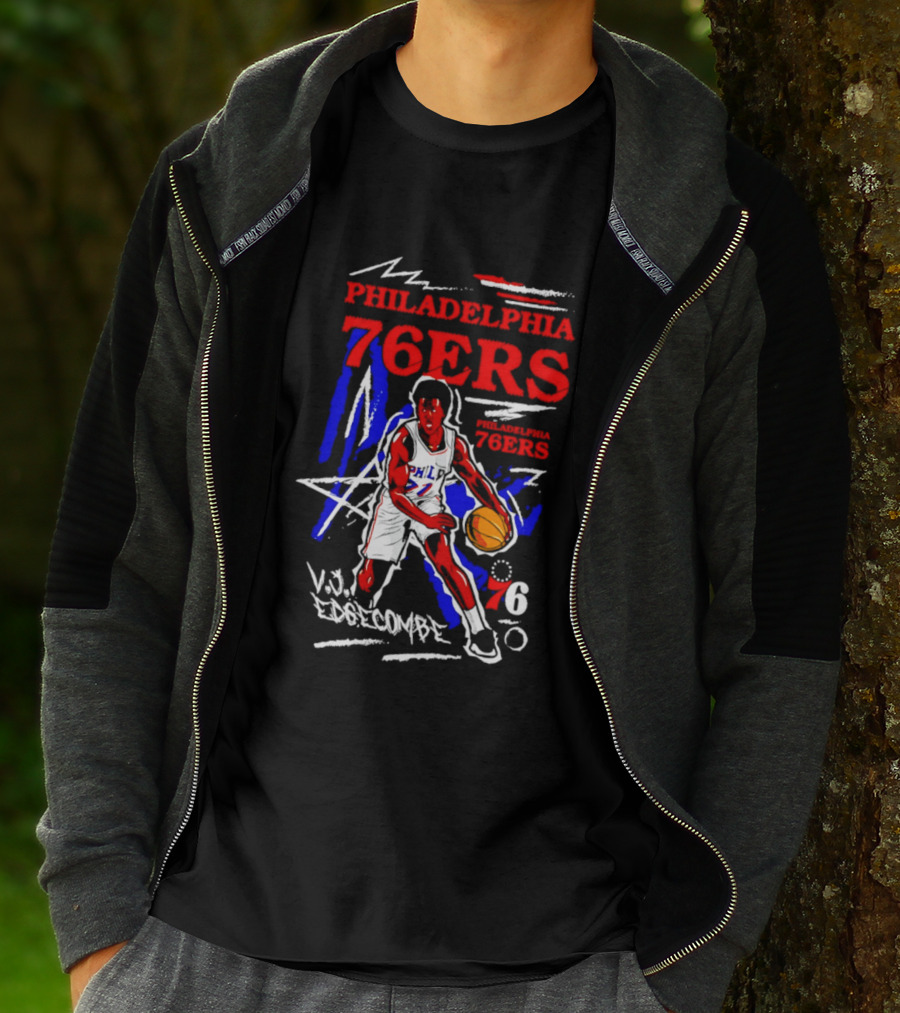 Philadelphia 76ers VJ Edgecombe Chalked Up Player Name Number 6 T-Shirt