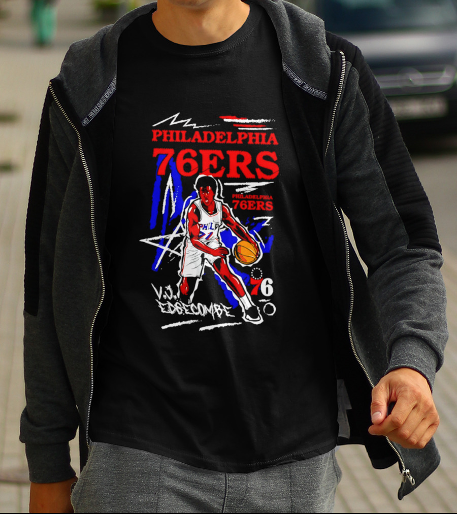 Philadelphia 76ers VJ Edgecombe Chalked Up Player Name Number 6 T-Shirt